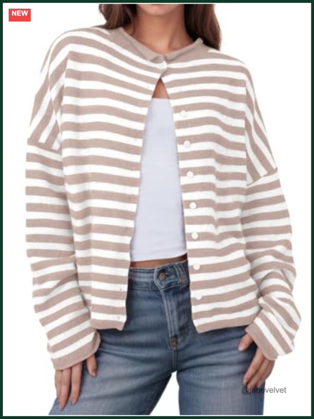 Women's Striped Cardigan Long Sleeve Button Down Knit Top Cozy Lightweight